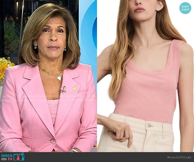 Veronica Beard Belvedere Knit Tank Top in Petal worn by Hoda Kotb on Today