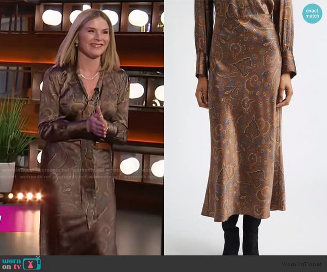 Veronica Beard Clover Bias Cut Silk Blend Skirt worn by Jenna Bush Hager on The Kelly Clarkson Show