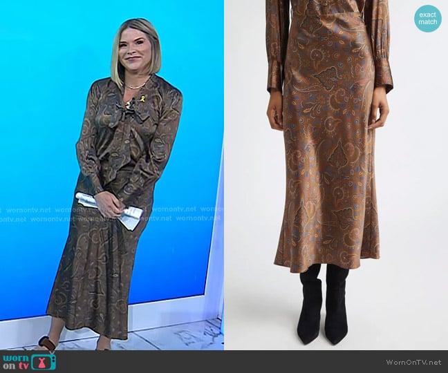 Veronica Beard Clover Bias Cut Silk Blend Skirt worn by Jenna Bush Hager on Today