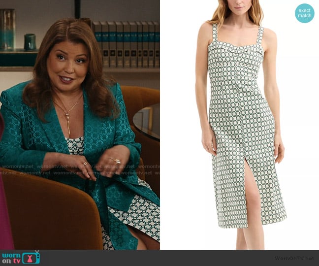 Veronica Beard Colleen Printed Slit Midi Dress worn by Eva (Justina Machado) on Matlock