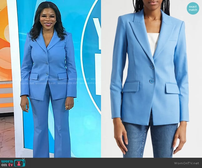 Veronica Beard Izara Dickey Jacket in Blue Jasper worn by Dr. Michelle Henry on Today