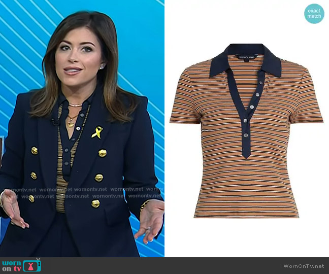 Veronica Beard Kearney Short-Sleeve Polo Tee worn by Chloe Melas on Today