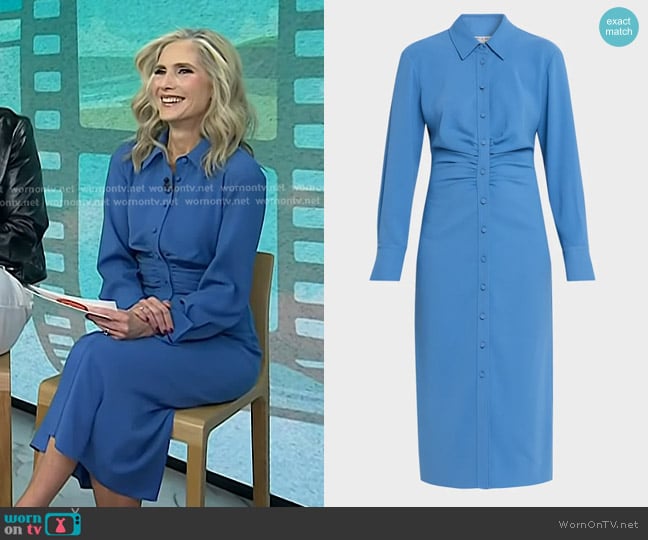 Veronica Beard Loxley Midi Shirtdress in Blue coast worn by Misty Belles on Today
