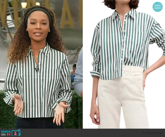 Veronica Beard Maia Top worn by Zuri Hall on Access Hollywood