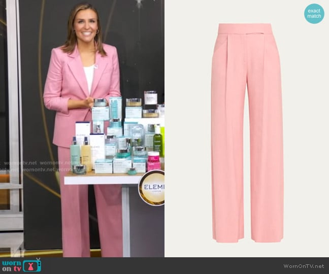 Veronica Beard Marbeau Wide-Leg Pant in Petal worn by Mary Bruce on Good Morning America