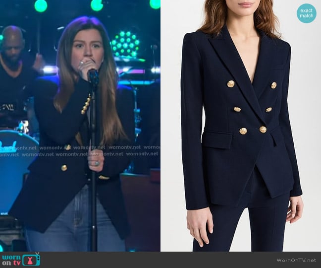 Veronica Beard Miller Dickey Jacket in Navy with Gold Buttons worn by Kelly Clarkson on The Kelly Clarkson Show