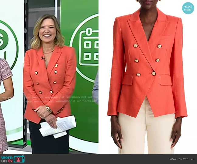 Veronica Beard Miller Stretch-Linen Dickey Jacket in Persimmon worn by Christine Romans on Today