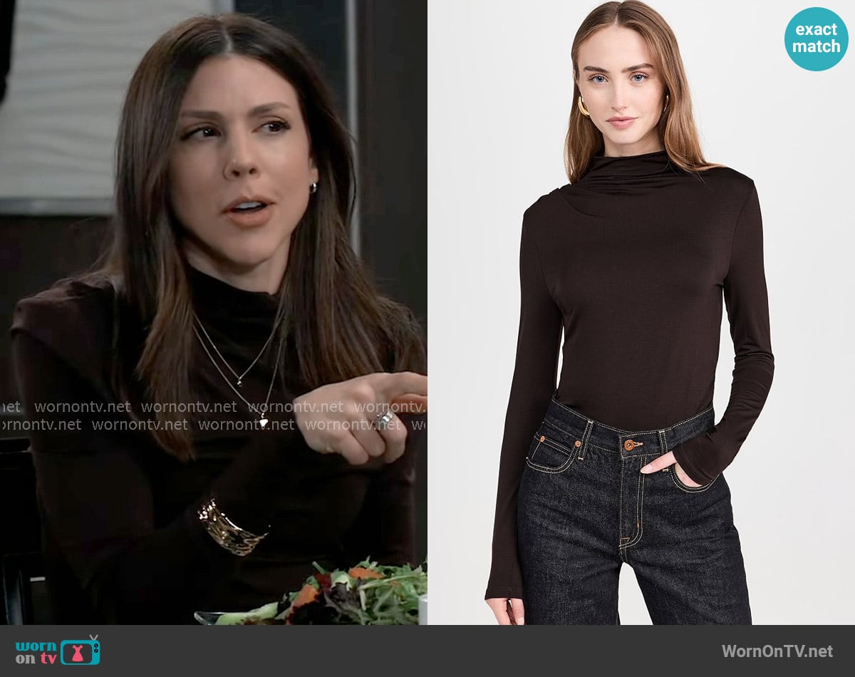 Veronica Beard Mylie Top in Chocolate worn by Kristina Corinthos-Davis (Kate Mansi) on General Hospital