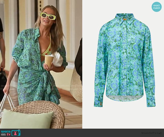 Veronica Beard Oversized Beach Button-Down Shirt worn by Charley Manley on Southern Charm
