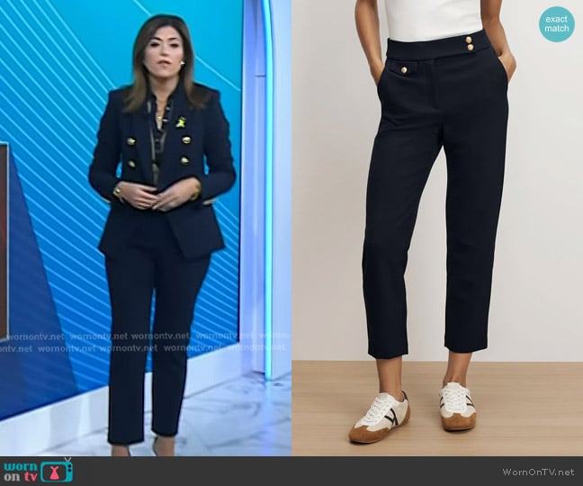 Veronica Beard Renzo Crest Button Pant worn by Chloe Melas on Today