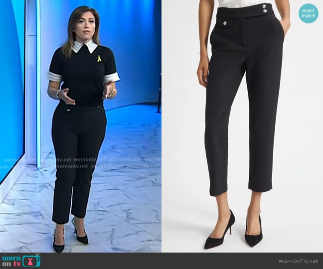 Veronica Beard Renzo Crop Pants in Black with silver buttons worn by Chloe Melas on Today