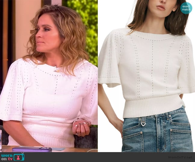 Veronica Beard Rhennan Boat Neck Sweater worn by Sara Haines on The View