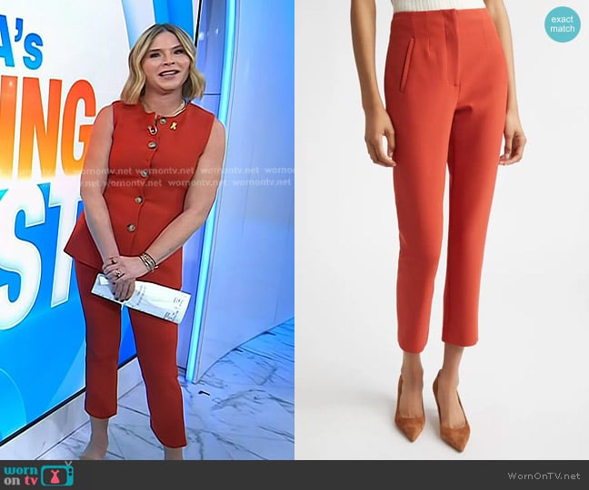 Veronica Beard Stila Pants n Carnelian Red worn by Jenna Bush Hager on Today