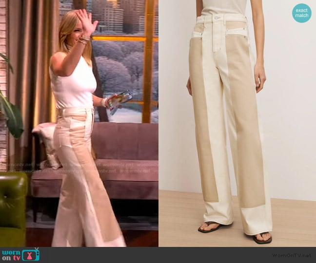 Veronica Beard Taylor Color-Block Wide-Leg Jean worn by Sara Haines on The View