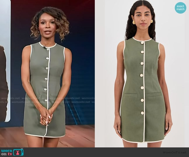 Zuri’s green button down mini dress on Access Hollywood