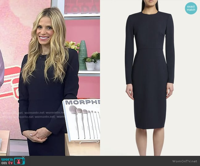 Victoria Beckham Bodycon Bi-Stretch Crepe Midi Dress in Navy worn by Dr. Marnie B. Nussbaum on Today