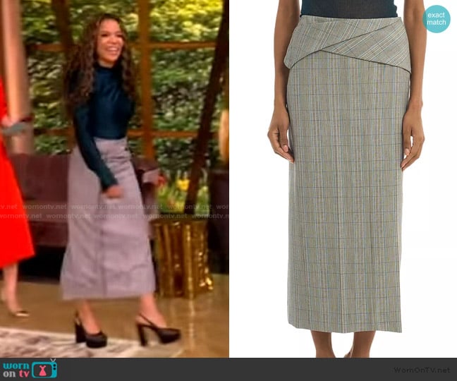 Sunny’s gray check print skirt on The View