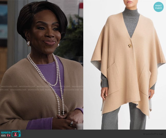 Vince Wool and Cashmere Double-Face Cape worn by Barbara Howard (Sheryl Lee Ralph) on Abbott Elementary