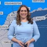 Violeta's light blue tie waist sheath dress on NBC News Daily