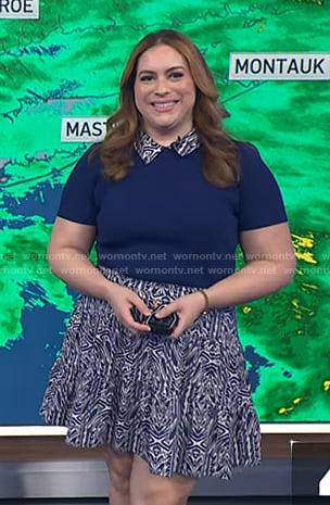 Violeta’s blue print collared dress on NBC News Daily