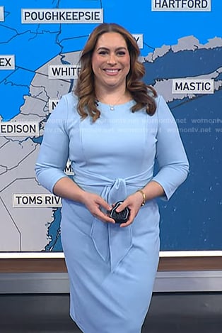 Violeta’s light blue tie waist sheath dress on NBC News Daily