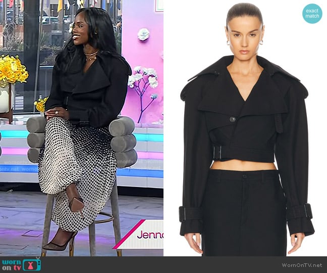 Wardrobe.NYC Cropped Trench Jacket worn by Eni Popoola on Today