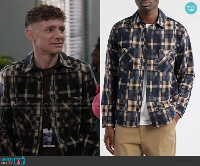 Jacob’s black check print shirt on Abbott Elementary