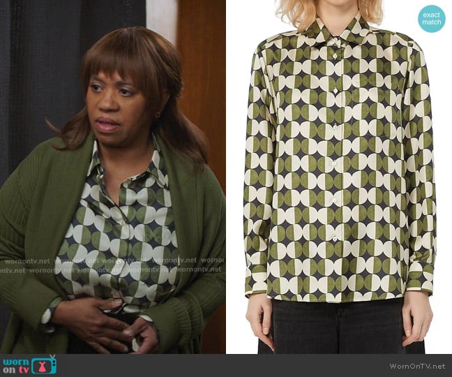 Weekend Max Mara Rive Silk Shirt worn by Miranda Bailey (Chandra Wilson) on Greys Anatomy