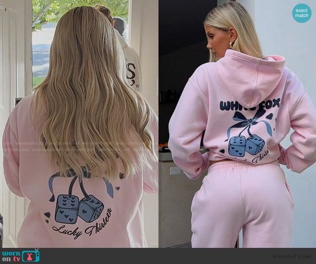 White Fox Lucky Thirteen Cheyenne Oversized Hoodie Soft Pink worn by Mayci Neeley on The Secret Lives of Mormon Wives