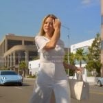 Amanda's white lace inset midi dress on The Real Housewives of Beverly Hills