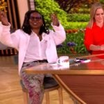Whoopi’s printed distressed jeans on The View