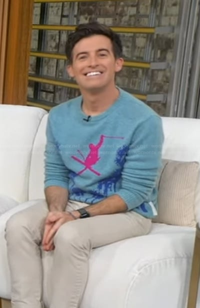 Will Ganss' blue skier print sweater on Good Morning America