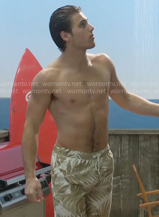 Will’s leaf print swim shorts on The Bold and the Beautiful
