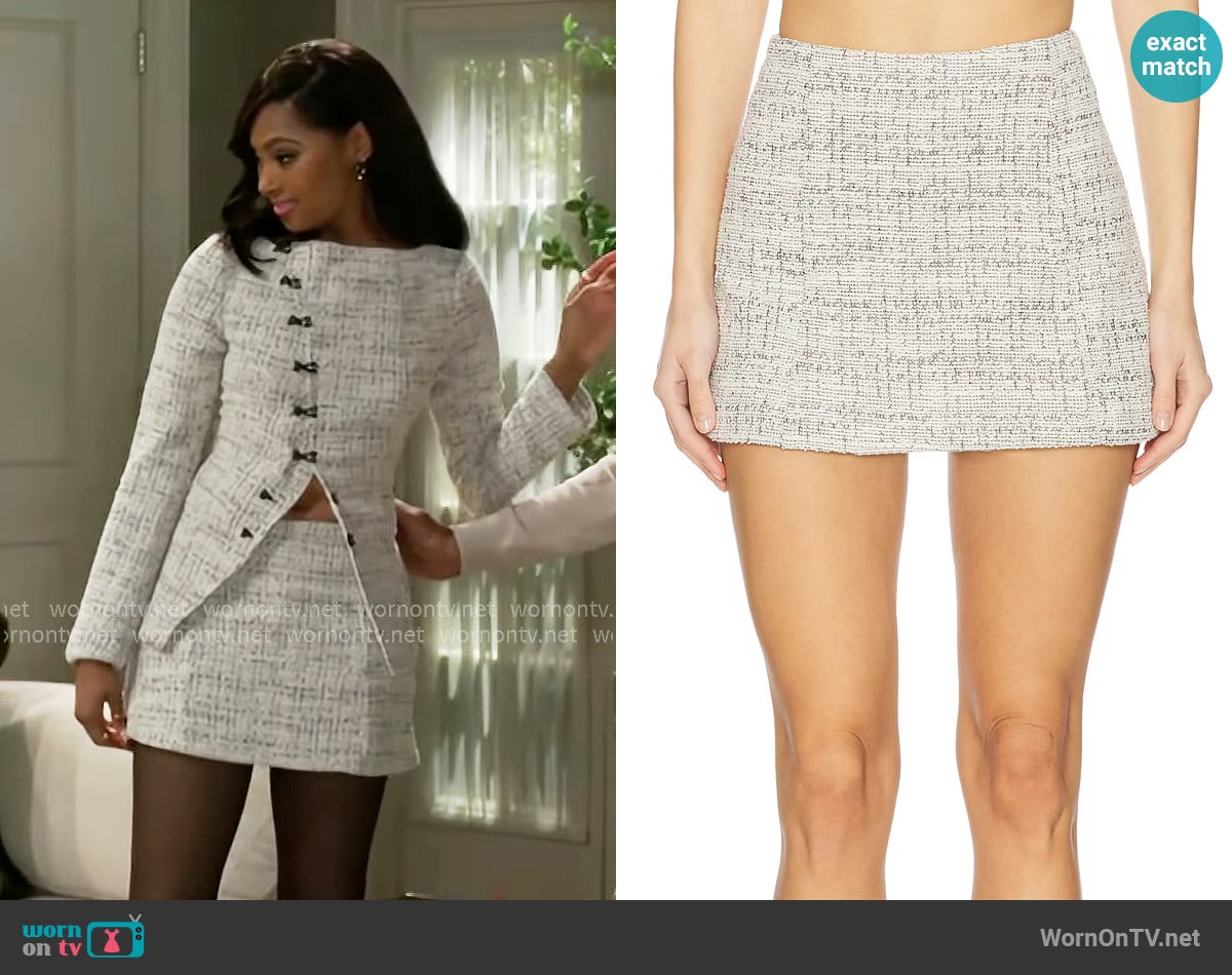 Kat’s tweed skirt on Beyond the Gates