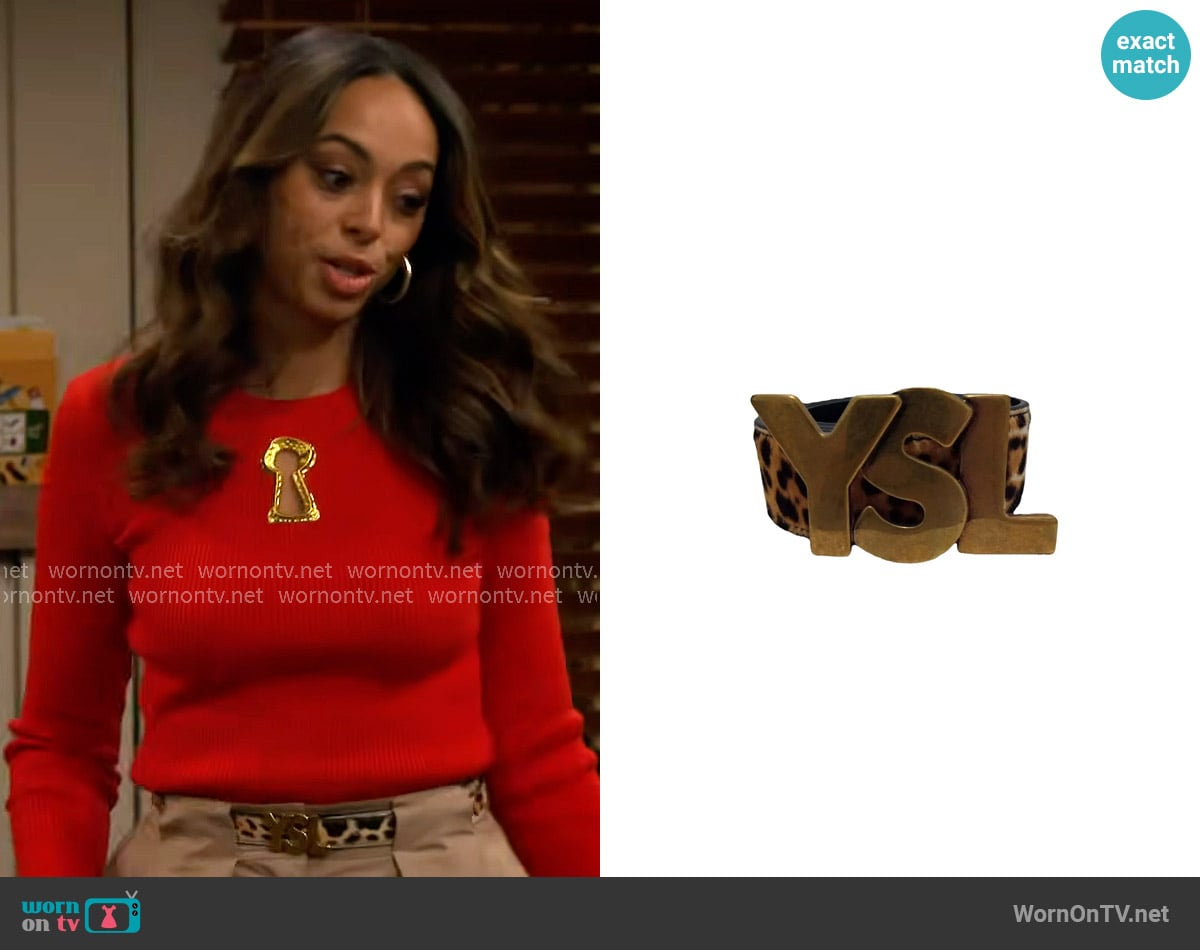 Yves Saint Laurent Leather belt worn by Mercedes (Amber Stevens West) on The Neighborhood