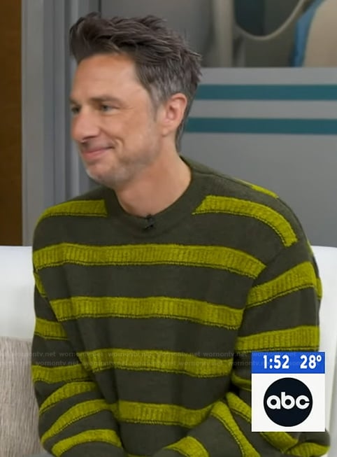 Zach Braff’s green striped sweater on Good Morning America