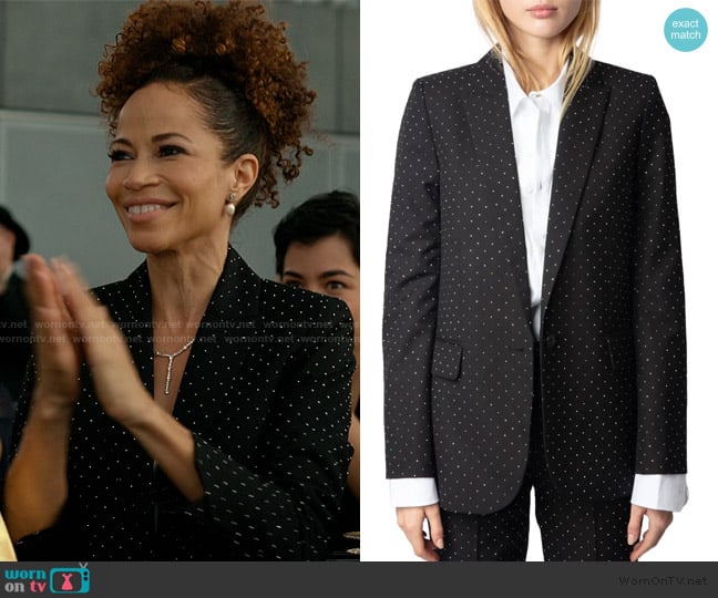 Zadig and Voltaire Valse Diamante Single Breasted Crepe Blazer worn by Zoe (Sherri Saum) on Imperfect Women