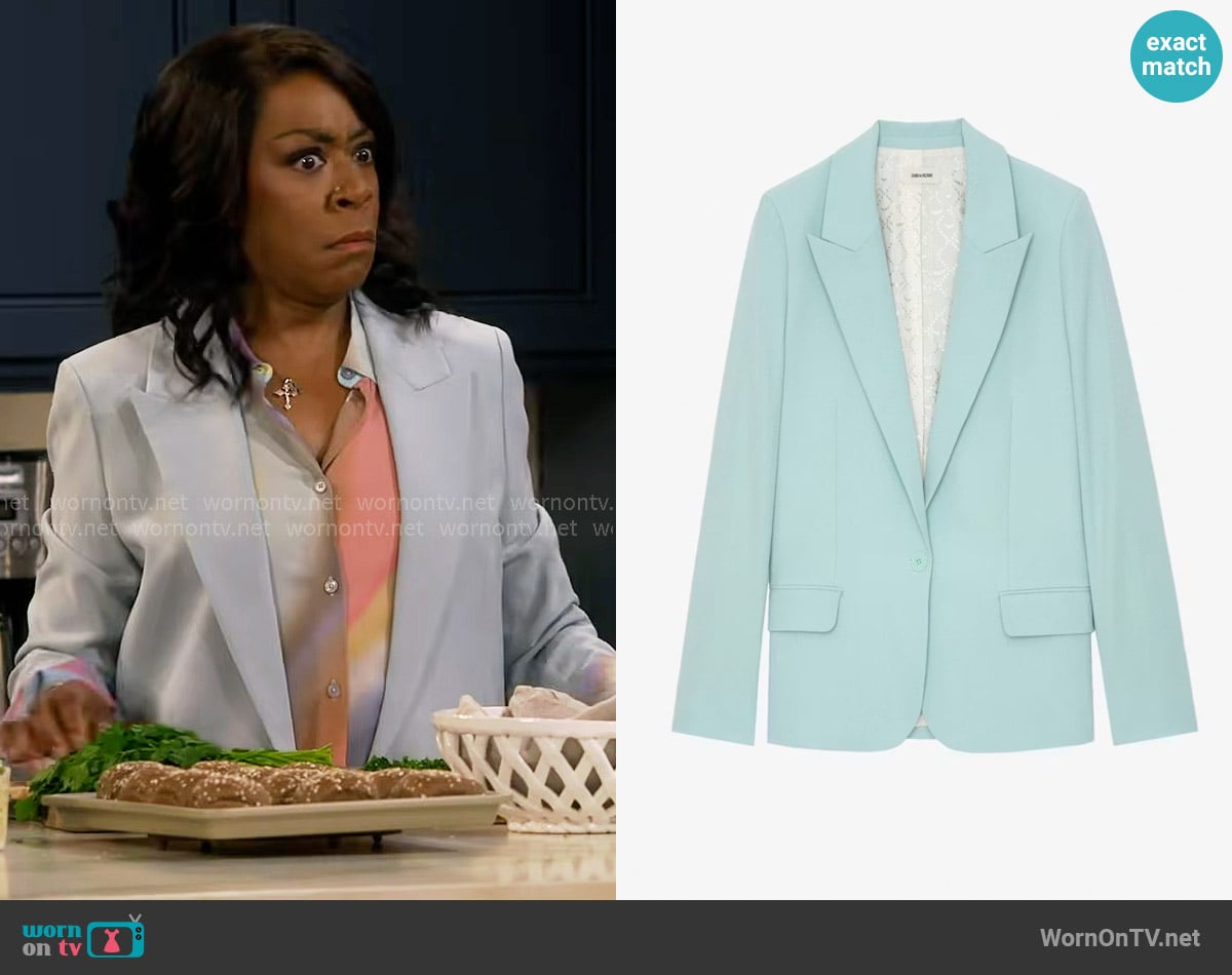 Zadig & Voltaire Voyage Blazer worn by Tina Butler (Tichina Arnold) on The Neighborhood