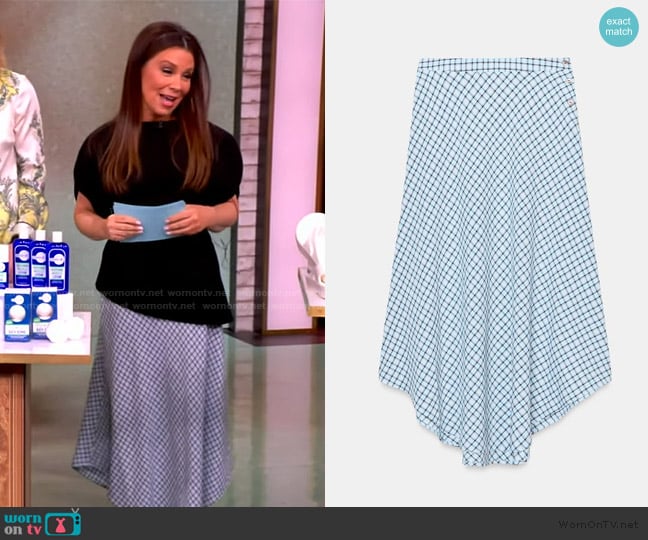 Zara Asymmetric Plaid Midi Skirt worn by Gretta Monahan on The View