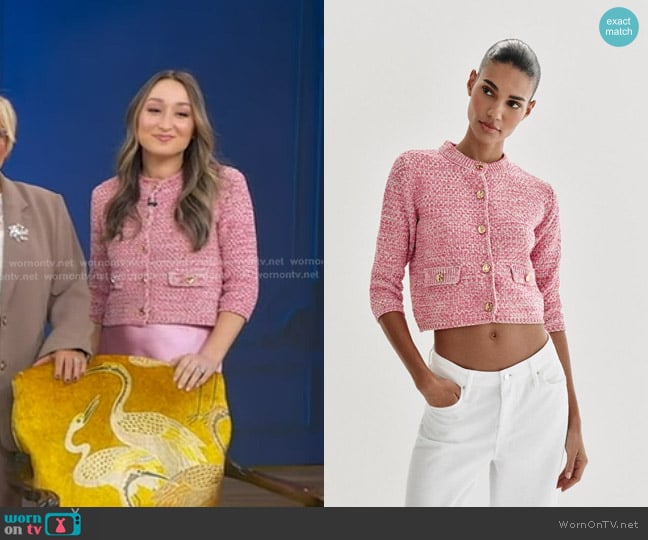 Nicole Patton’s pink tweed jacket on GMA