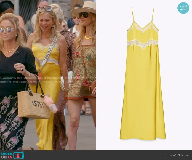 Zara Lace Lingerie Midi Dress worn by Sutton Stracke on The Real Housewives of Beverly Hills