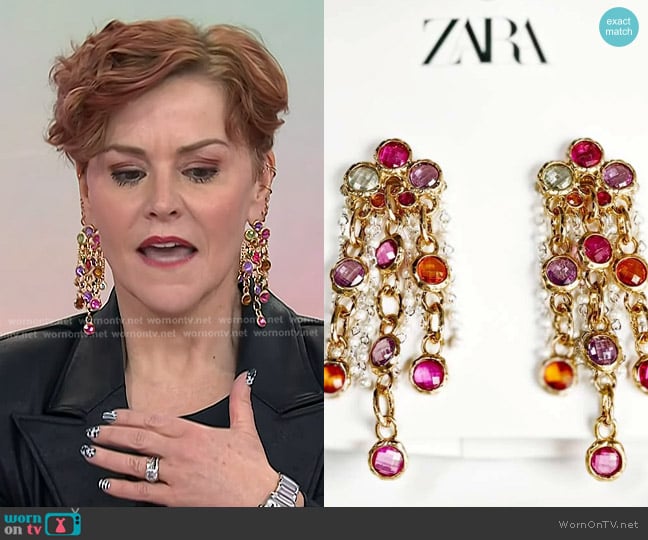 Zara Multi Color Waterfall Earrings worn by Jen Hartstein on Today
