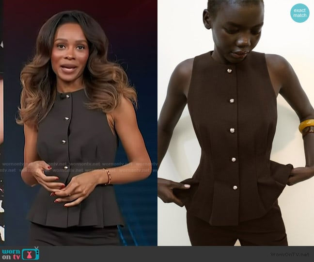 Zara Peplum Darted Vest worn by Zuri Hall on Access Hollywood