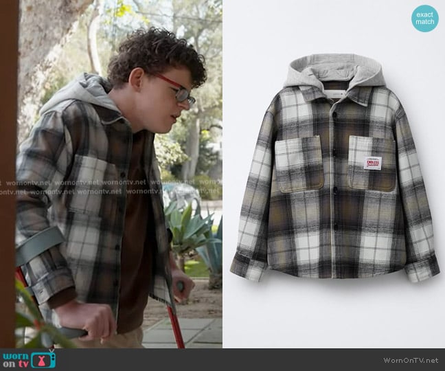 Zara Plaid Overshirt with Removable Fleece Hoodie worn by Christopher Diaz (Gavin McHugh) on 9-1-1