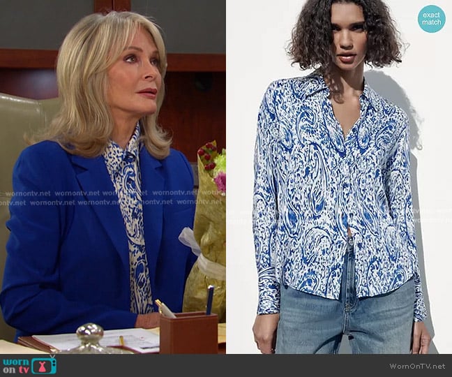 Zara Printed Shirt worn by Marlena Evans (Deidre Hall) on Days of our Lives