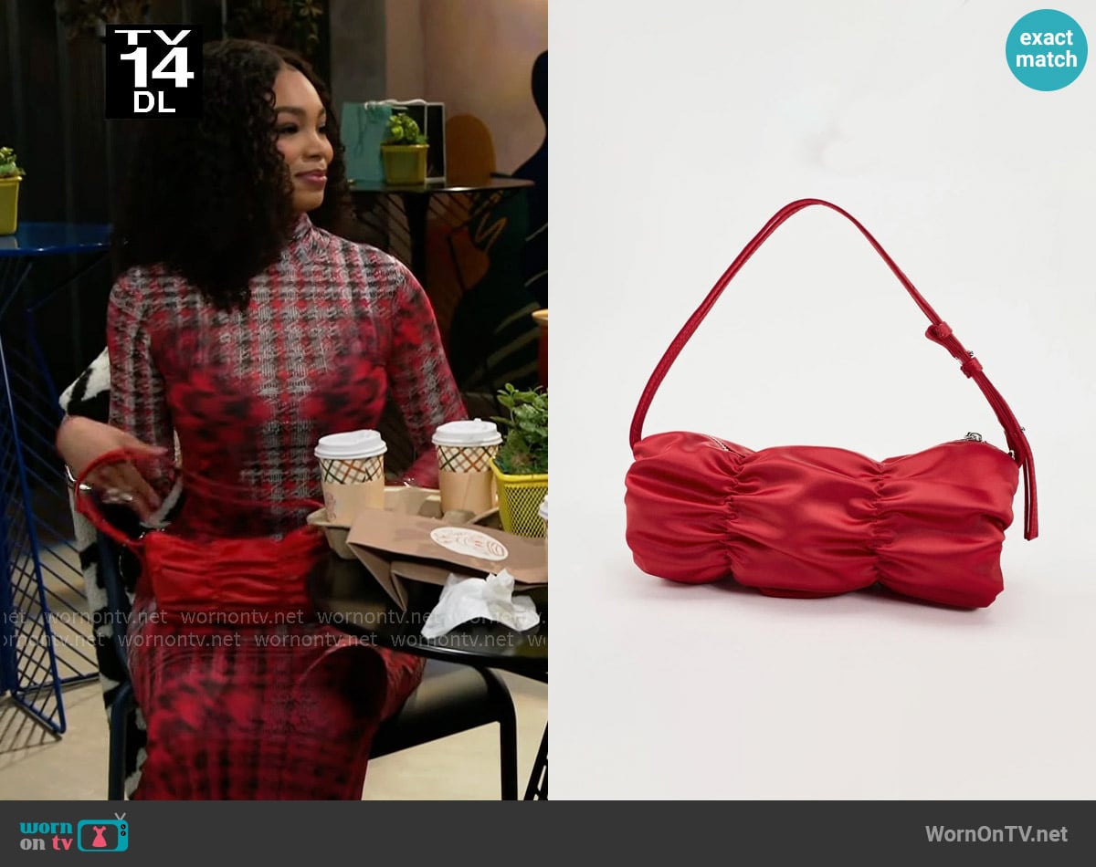 Zara Satin Effect Shoulder Bag worn by Chelsea Hamilton (RhonniRose Mantilla) on Beyond the Gates