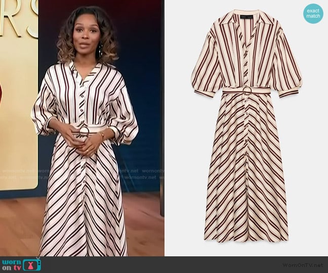 Zara Striped Belted Midi Dress worn by Zuri Hall on Access Hollywood