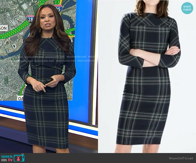 Zara Tartan Checked Shift Dress worn by Adelle Caballero on Today