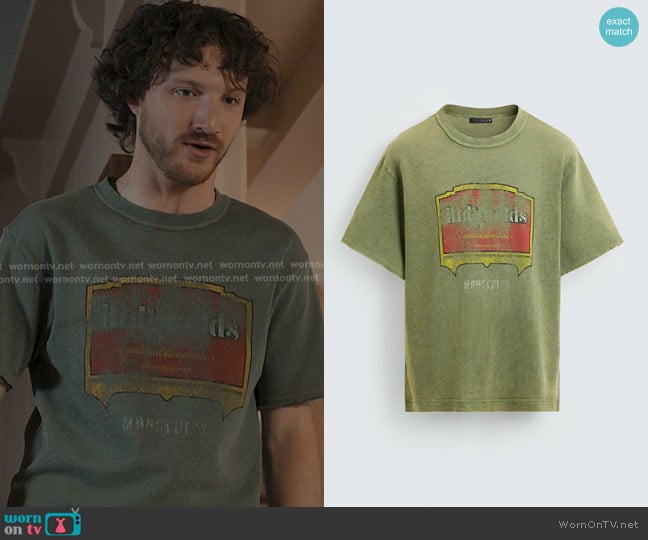 Zara Washed Print Knit T-Shirt worn by Flynn (Jake Short) on 9-1-1