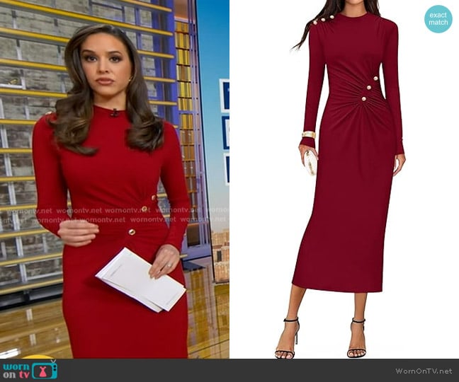 Hanna’s red button detail dress on GMA